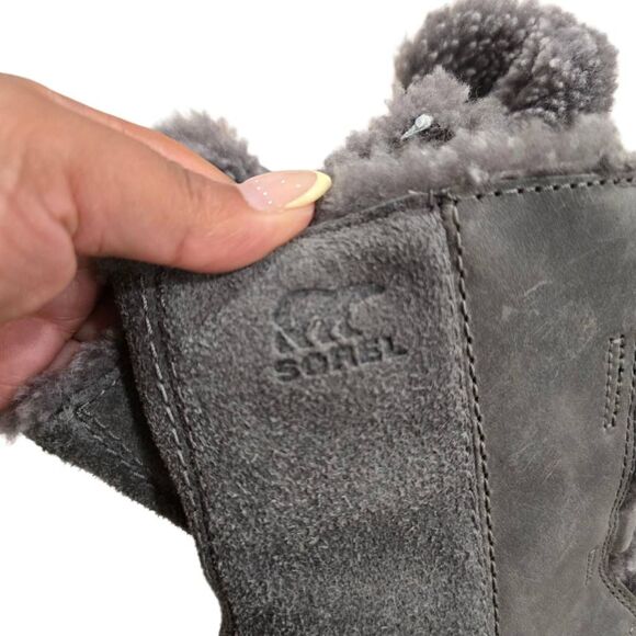 Sorel‎ Joan of Arctic Wedge II Shearling Boots Size 9 Women's Gray Lace Up - Picture 7 of 7